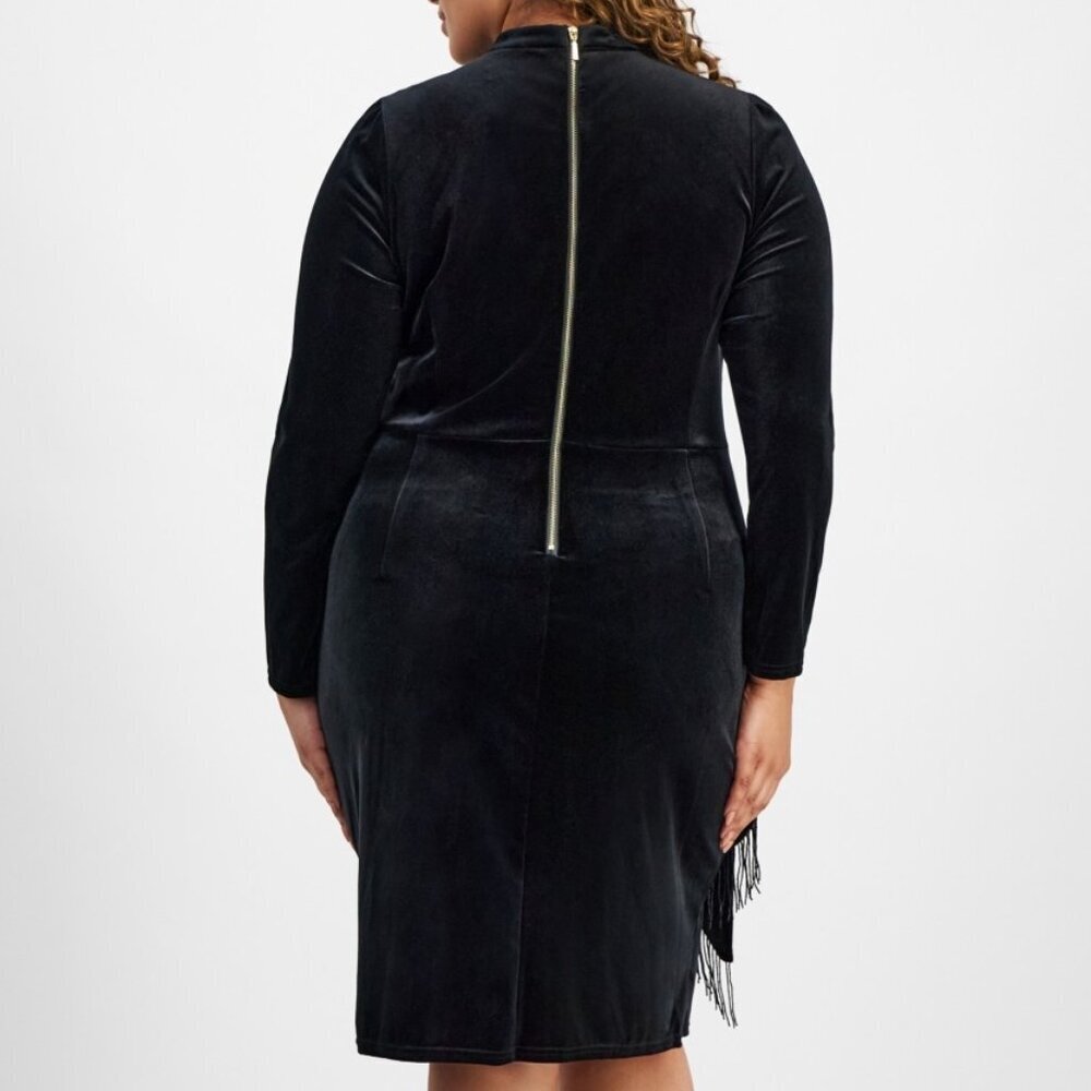 Tahari Plus Size 20W Mock-Neck Velvet Draped Bodycon Dress Black NWT - Picture 3 of 5